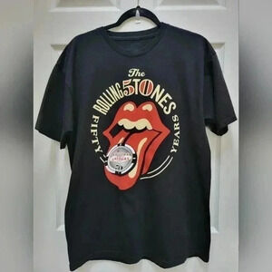 Rolling Stones Vintage 50th Anniversary Las Vegas Black T Shirt Large